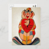 ヴィンテージ気味悪いピエロバレンタイン ポストカード (正面/裏面)