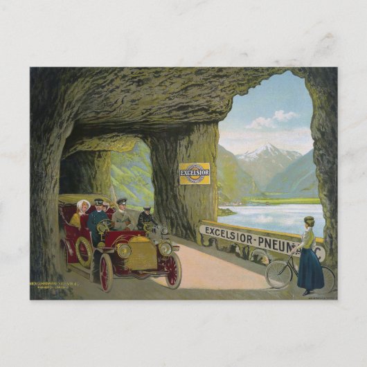 ヴィンテージ気圧式車の自転車 ポストカード (正面)