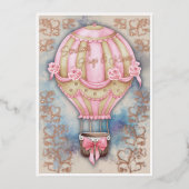 ヴィンテージ気球のバレンタインデー 箔シーズンカード (正面)