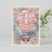 ヴィンテージ気球のバレンタインデー 箔シーズンカード (立ち正面)