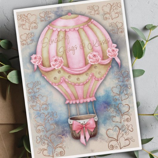 ヴィンテージ気球のバレンタインデー 箔シーズンカード