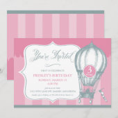 ヴィンテージ気球の誕生日パーティー招待状 招待状 (正面/裏面)