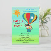 ヴィンテージ気球アドベンチャー子供の誕生日 招待状 (スタンド正面)