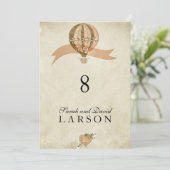 ヴィンテージ気球ウェディングテーブルナンバー 招待状 (スタンド正面)