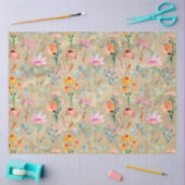 ヴィンテージ水の色の牡丹フローラの分離 薄葉紙 (クラフト)