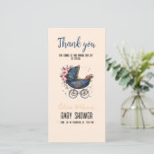 ヴィンテージ水の色pram男の子の赤ちゃんシャワー2 サンキューカード (スタンド正面)