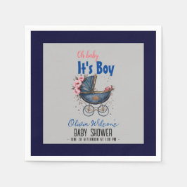 ヴィンテージ水の色pram男の子の赤ちゃんシャワー2 スタンダードカクテルナプキン