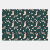 ヴィンテージ水カラーストッキングキャンディファイクリスマス ラッピングペーパーシート (正面3)