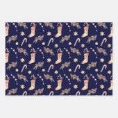 ヴィンテージ水カラーストッキングキャンディファイクリスマス ラッピングペーパーシート (正面)