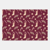 ヴィンテージ水カラーストッキングキャンディファイクリスマス ラッピングペーパーシート (正面3)