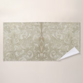 ヴィンテージ水モダン彩木目灰色スクロールダマスク バスタオル (バスタオル)
