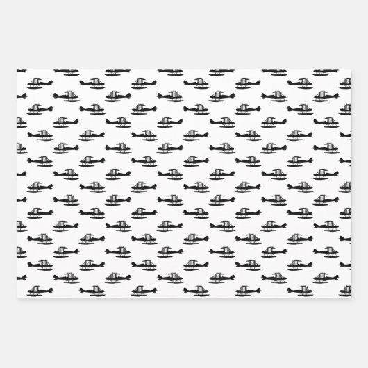 ヴィンテージ水上飛行機カスタム機背景色 ラッピングペーパーシート (正面)