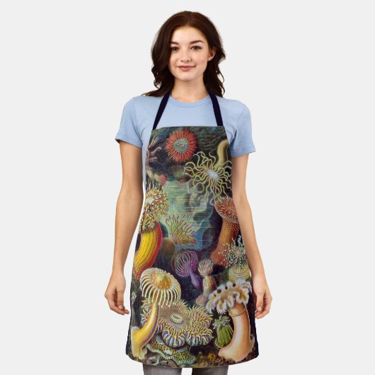 ヴィンテージ水中シーアネモネズバイエルンストハエッケル エプロン (着用した状態)