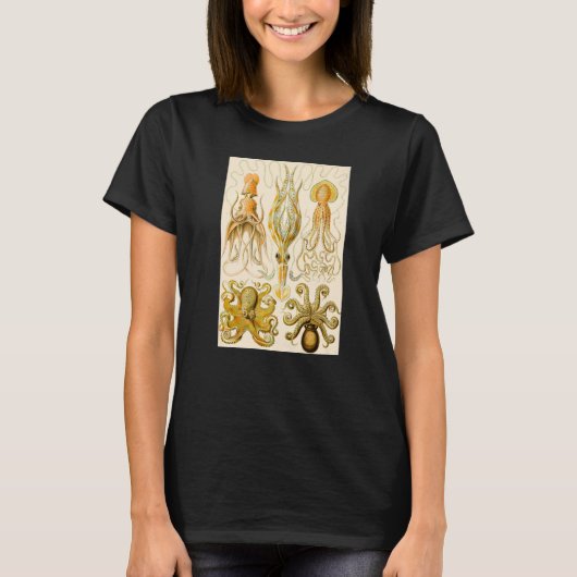 ヴィンテージ水中タコイラストレーションプレミアム Tシャツ (正面)