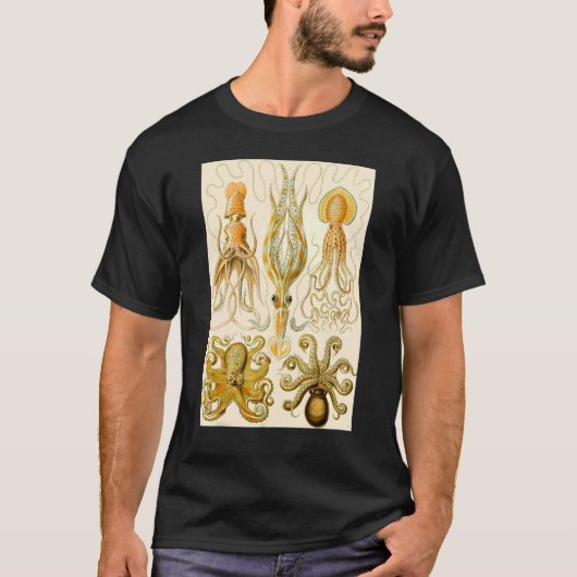 ヴィンテージ水中タコイラストレーション Tシャツ (正面)