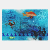 ヴィンテージ水中競技コラージュ ラッピングペーパーシート (正面)