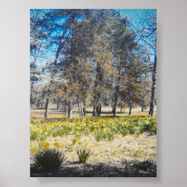 ヴィンテージ水仙の森ポスター ポスター