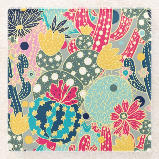 ヴィンテージ水彩かぼちゃの秋の模様 ガラスコースター (正面)