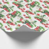 ヴィンテージ水彩さくらんぼフローラルパターン ラッピングペーパー (角)