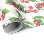 ヴィンテージ水彩さくらんぼフローラルパターン ラッピングペーパー (ロールコーナー)