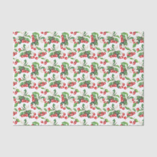 ヴィンテージ水彩さくらんぼフローラルパターン 薄葉紙