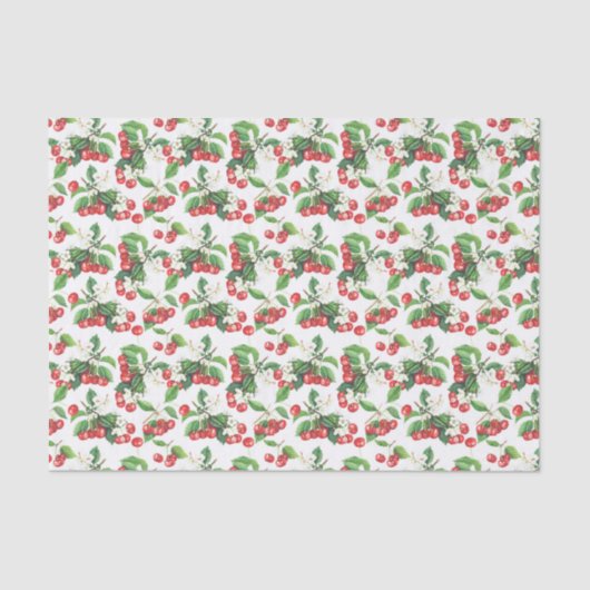 ヴィンテージ水彩さくらんぼフローラルパターン 薄葉紙 (正面)
