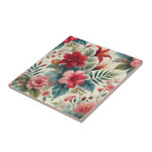 ヴィンテージ水彩さくらんぼ赤ピンクグリーンフローラ タイル (側面)