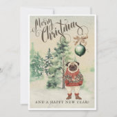 ヴィンテージ水彩のプードッグ シーズンカード (正面)