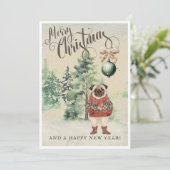 ヴィンテージ水彩のプードッグ シーズンカード (スタンド正面)