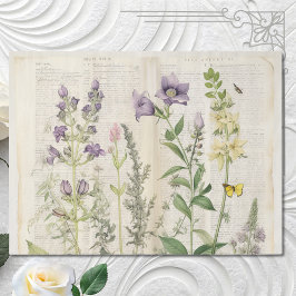 ヴィンテージ水彩の自然な野生の花 薄葉紙