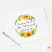 ヴィンテージ水彩ひまわりリース ラウンドシール (封筒)
