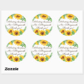 ヴィンテージ水彩ひまわりリース ラウンドシール (シート)