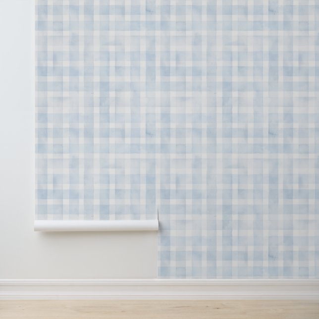 ヴィンテージ水彩アリス青いギンガムパターン 壁紙 (アプリケーション)