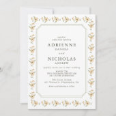 ヴィンテージ水彩イエローフローラ結婚ズ 招待状 (正面)