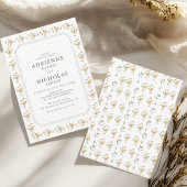 ヴィンテージ水彩イエローフローラ結婚ズ 招待状