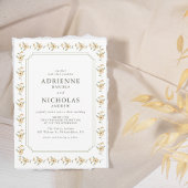 ヴィンテージ水彩イエローフローラ結婚ズ 招待状