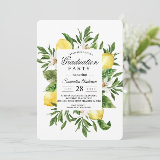 ヴィンテージ水彩イエローレモン&リーフフレーム 招待状 (スタンド正面)