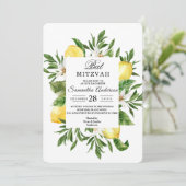 ヴィンテージ水彩イエローレモン&リーフフレーム 招待状 (スタンド正面)