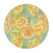 ヴィンテージ水彩イエローローズパターン カッティングボード (正面)