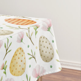 ヴィンテージ水彩エッグ&春の花イースター テーブルクロス