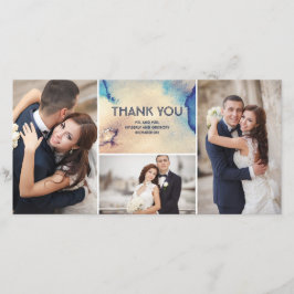 ヴィンテージ水彩エレガントな結婚式ありがとう サンキューカード