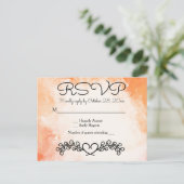 ヴィンテージ水彩オレンジ結婚のハートフローラ ポストカード (スタンド正面)