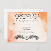 ヴィンテージ水彩オレンジ結婚のハートフローラ ポストカード (正面/裏面)