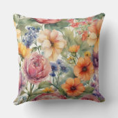 ヴィンテージ水彩ガーデンフラワーイン開花 クッション (裏面)