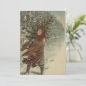 ヴィンテージ水彩ガール&ツリークリスマスグリーティング シーズンカード (スタンド正面)