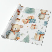 ヴィンテージ水彩クマ ラッピングペーパー (アンロールド)