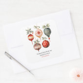 ヴィンテージ水彩クリスマスオーナメント スクエアシール (封筒)