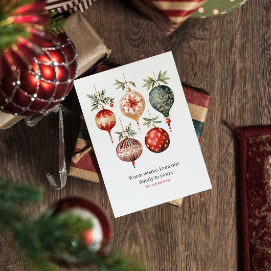 ヴィンテージ水彩クリスマスオーナメント ポストカード