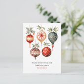 ヴィンテージ水彩クリスマスオーナメント ポストカード (スタンド正面)