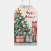 ヴィンテージ水彩クリスマスツリーオーナメント ギフトタグ (裏面)